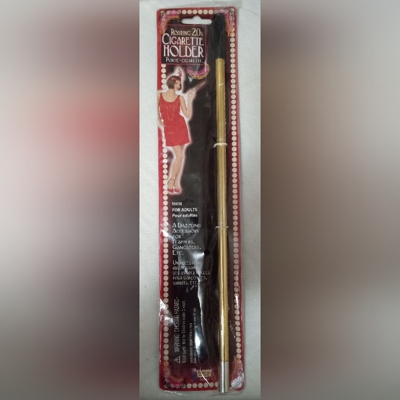 New Dazzling Flapper Costume w/Choker, Dress, Headpiece & Cigarette Holder. M - Picture 4 of 4